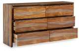 Dressonni Brown Dresser angled open drawers showing interior
