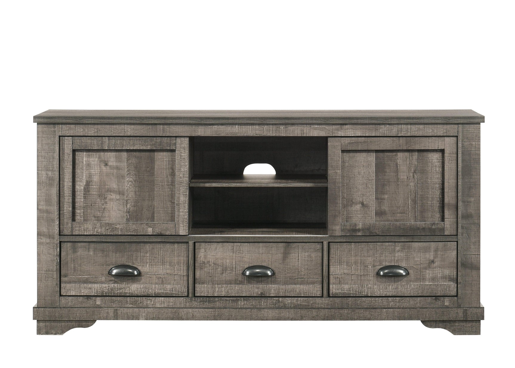 Side profile of Coralee Gray Upholstered Sleigh Bedroom Set bed
