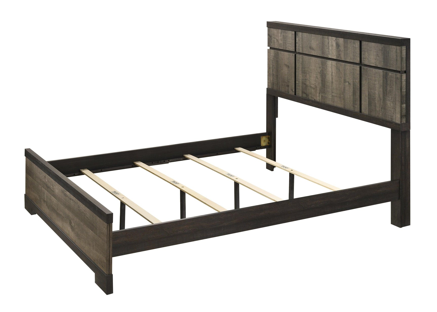 Bedroom view of Remington Gray Upholstered Panel Bedroom Set bed