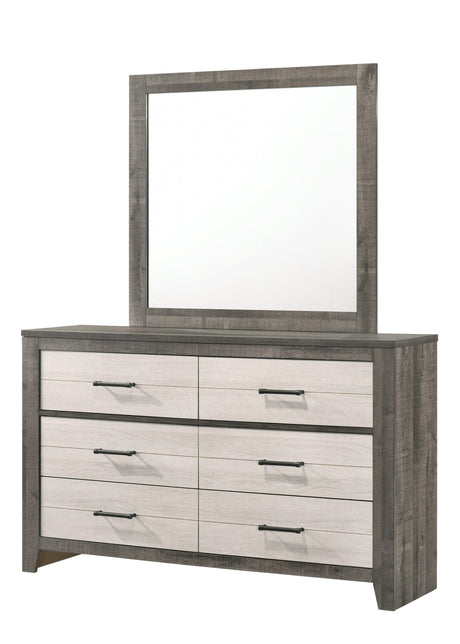 Bedroom view of Rhett Brown Cream LED Bookcase Platform Bedroom Set