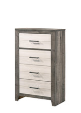 Side view of Rhett Brown Cream LED Bookcase Platform Chest