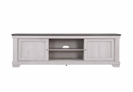 Close-up of Leighton Light Gray TV Stand hardware and texture