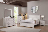 Leighton Cream and Brown Modern Solid Hardwood Queen Panel Bed angled view