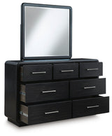 Rowanbeck Gray/Black Upholstered Panel Bedroom Set angled view