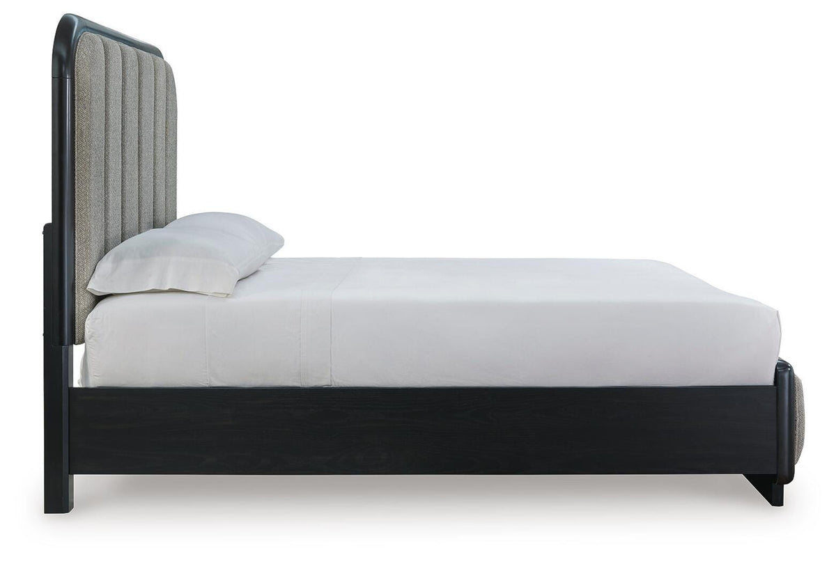 Rowanbeck Gray/Black Upholstered Panel Bedroom Set view 6
