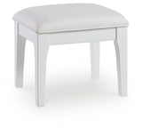 Side angle of Chalanna Vanity Stool showing lacquer finish