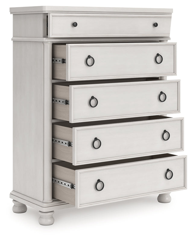 Rowlenstown chest of drawers front angle with drawers open