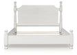 Rowlenstown antique white queen poster bed front view