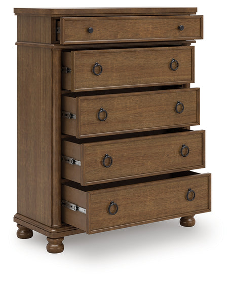 Rowlenstown chest of drawers, open top drawer view