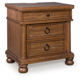 Rowlenstown nightstand open drawers side view
