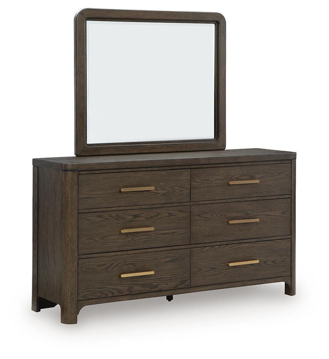 Radkin Burnished Brown Dresser and Mirror angled view