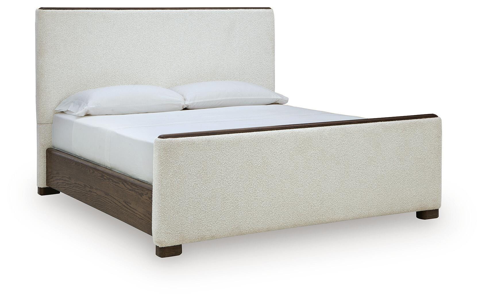 Radkin Burnished Brown Queen Upholstered Panel Bed angled view