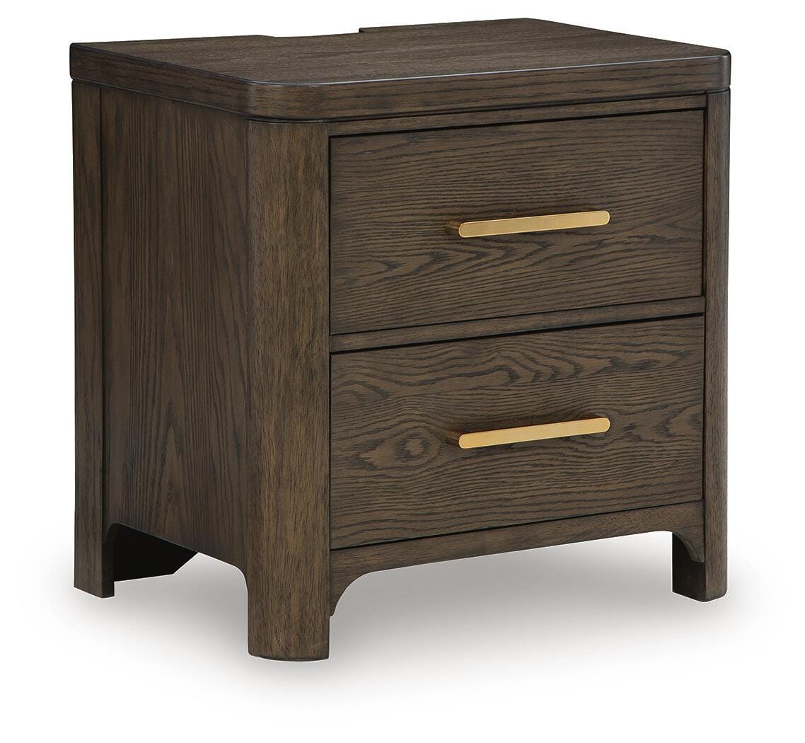 Radkin Burnished Brown Nightstand angled view