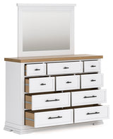 Ashbryn dresser angled open drawer with felt lining visible