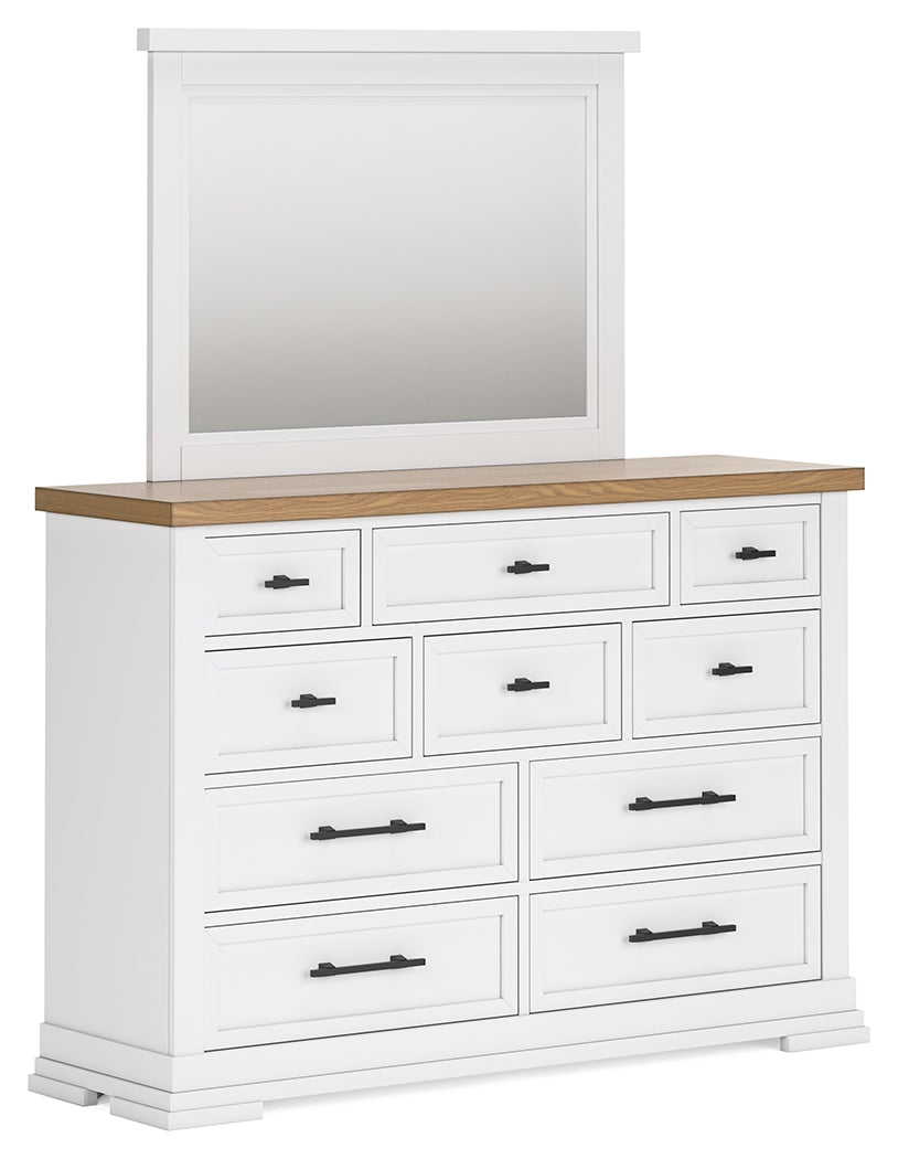 Ashbryn dresser angled view showing drawer fronts