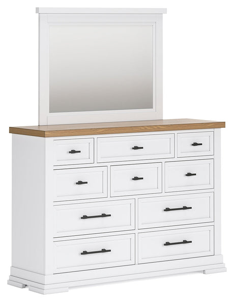 Ashbryn dresser angled view showing drawer fronts