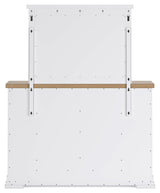 Ashbryn dresser back view illustrating mirror attachment