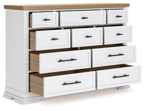 Ashbryn dresser open drawer view showing felt lining