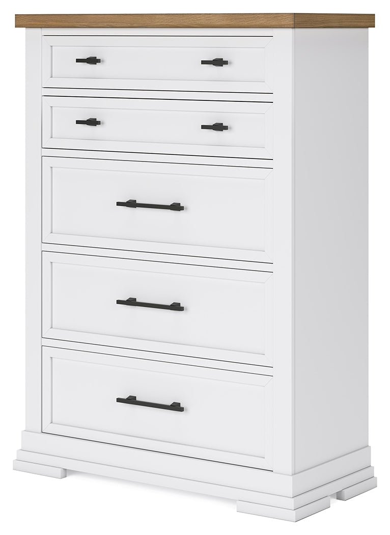 Ashbryn Chest of Drawers open drawer showcasing felt lining