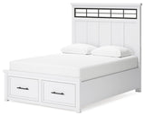 Ashbryn White Natural Queen Panel Storage Bed alternate angle