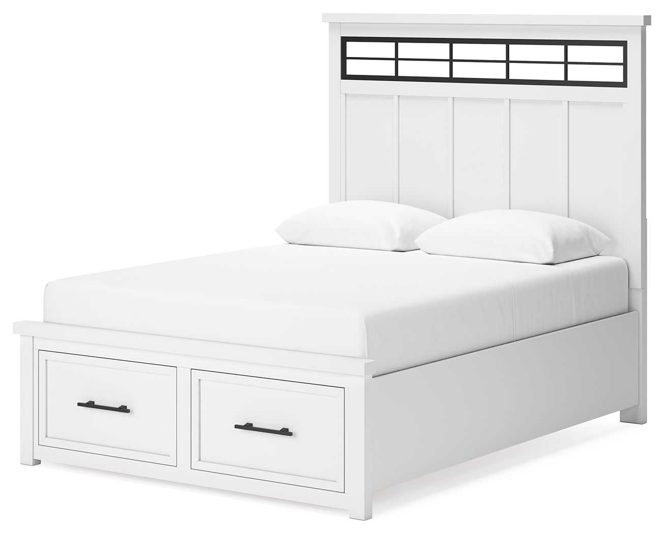 Ashbryn White Natural Queen Panel Storage Bed alternate angle