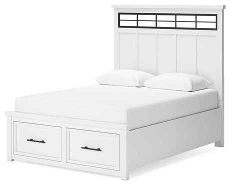 Ashbryn White Natural Queen Panel Storage Bed alternate angle