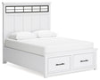 Ashbryn White Natural Queen Panel Storage Bed front angle view