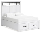 Ashbryn White Natural Queen Panel Storage Bed front angle view