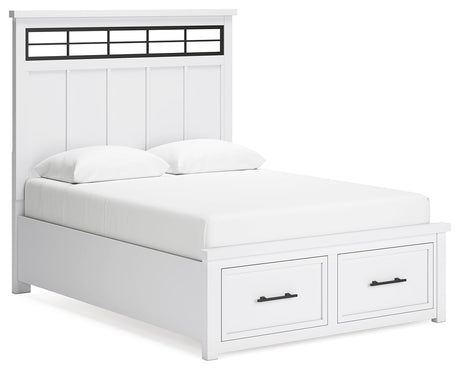 Ashbryn White Natural Queen Panel Storage Bed front angle view