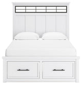 Ashbryn White Natural Queen Panel Storage Bed headboard front view