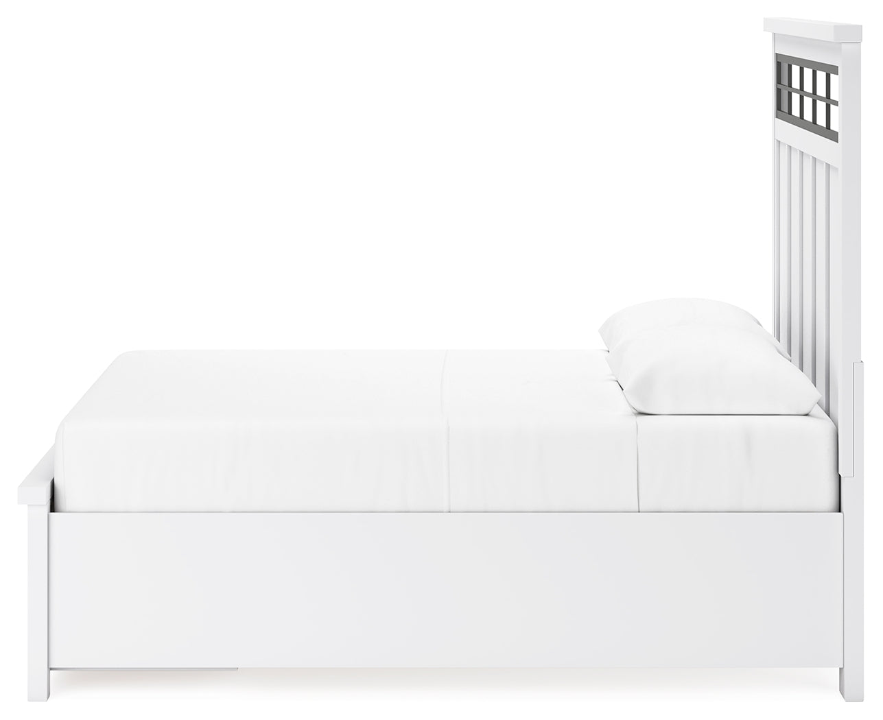 Ashbryn White Natural Queen Panel Storage Bed side alternate angle
