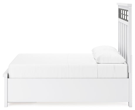Ashbryn White Natural Queen Panel Storage Bed side alternate angle