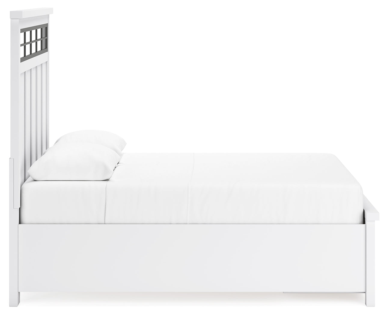 Ashbryn White Natural Queen Panel Storage Bed side view
