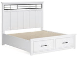Ashbryn King Storage Bed, close-up of headboard and metal barn sash