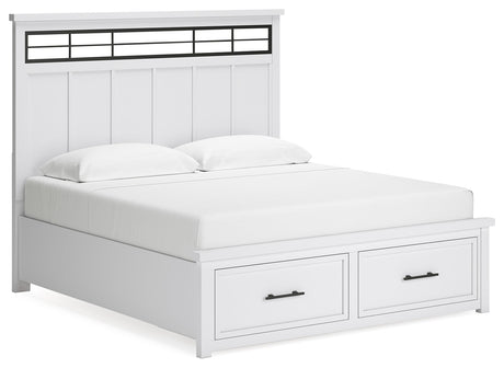 Ashbryn King Storage Bed, side angle showing headboard details