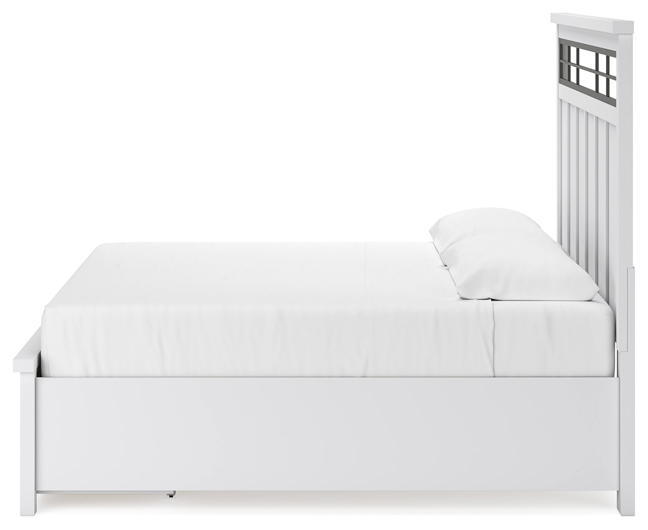 Ashbryn King Storage Bed, side view with drawer detail