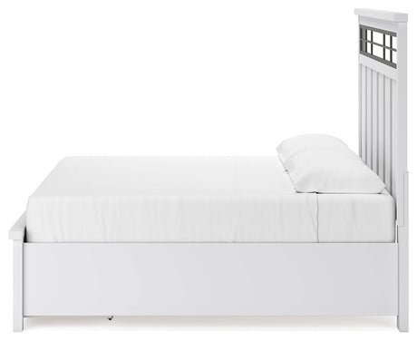 Ashbryn King Storage Bed, side view with drawer detail