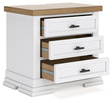 Ashbryn Nightstand top drawer open showing felt lining