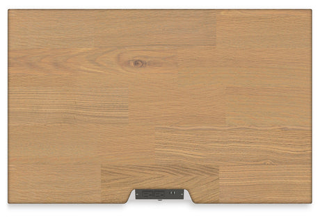 Ashbryn Nightstand top view showing oak veneer top