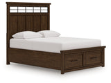 Side angle of Taffenbrook queen bed showing storage drawers