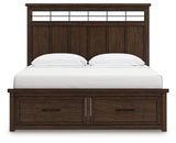 Taffenbrook king panel storage bed head-on view