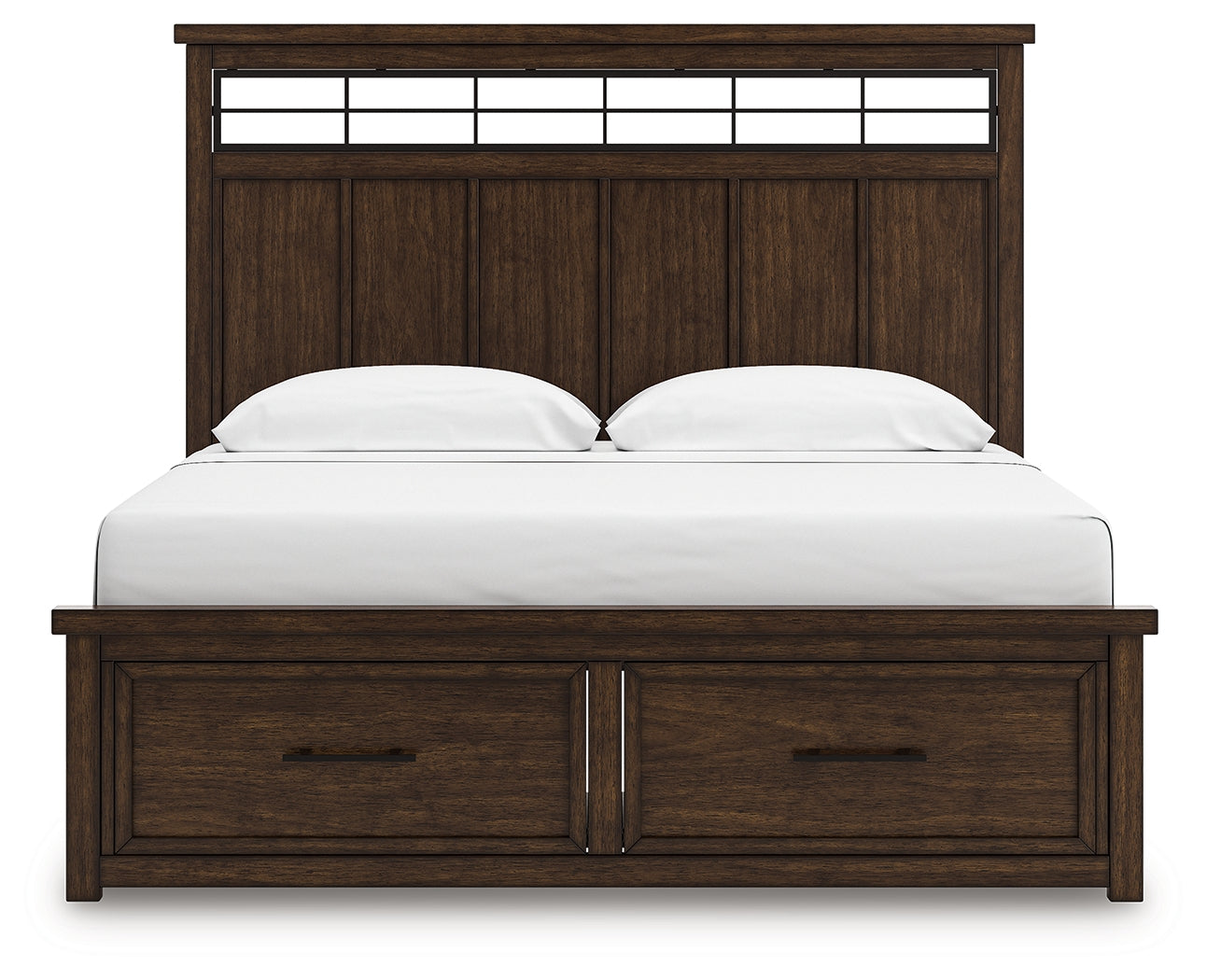 Taffenbrook king panel storage bed head-on view