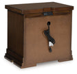 Taffenbrook nightstand back view showing wood finish