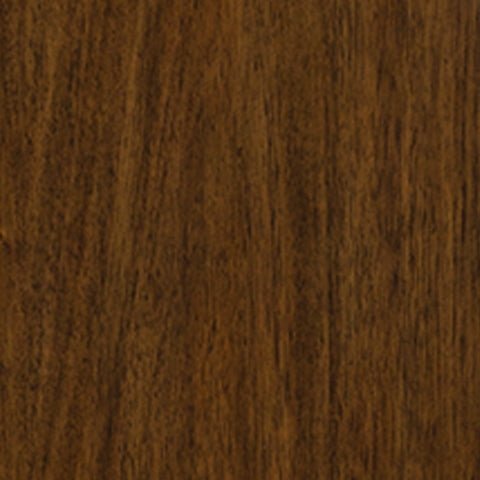 Close-up of Taffenbrook dresser medium brown wood finish and black pulls