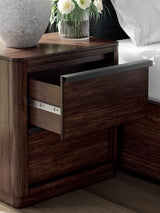 Dilenno Nightstand close detail of metal pull