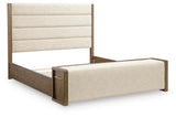 Marxmore Brown King Upholstered Storage Bed angled view