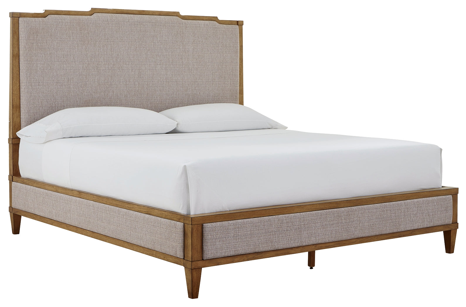 Sharlance king upholstered panel bed, nightstand side view