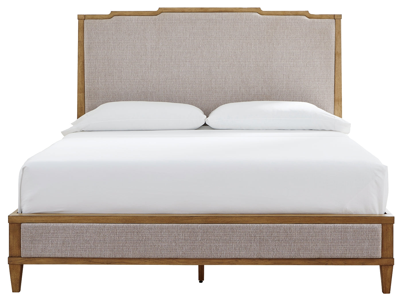 Sharlance king upholstered panel bed, head-on view