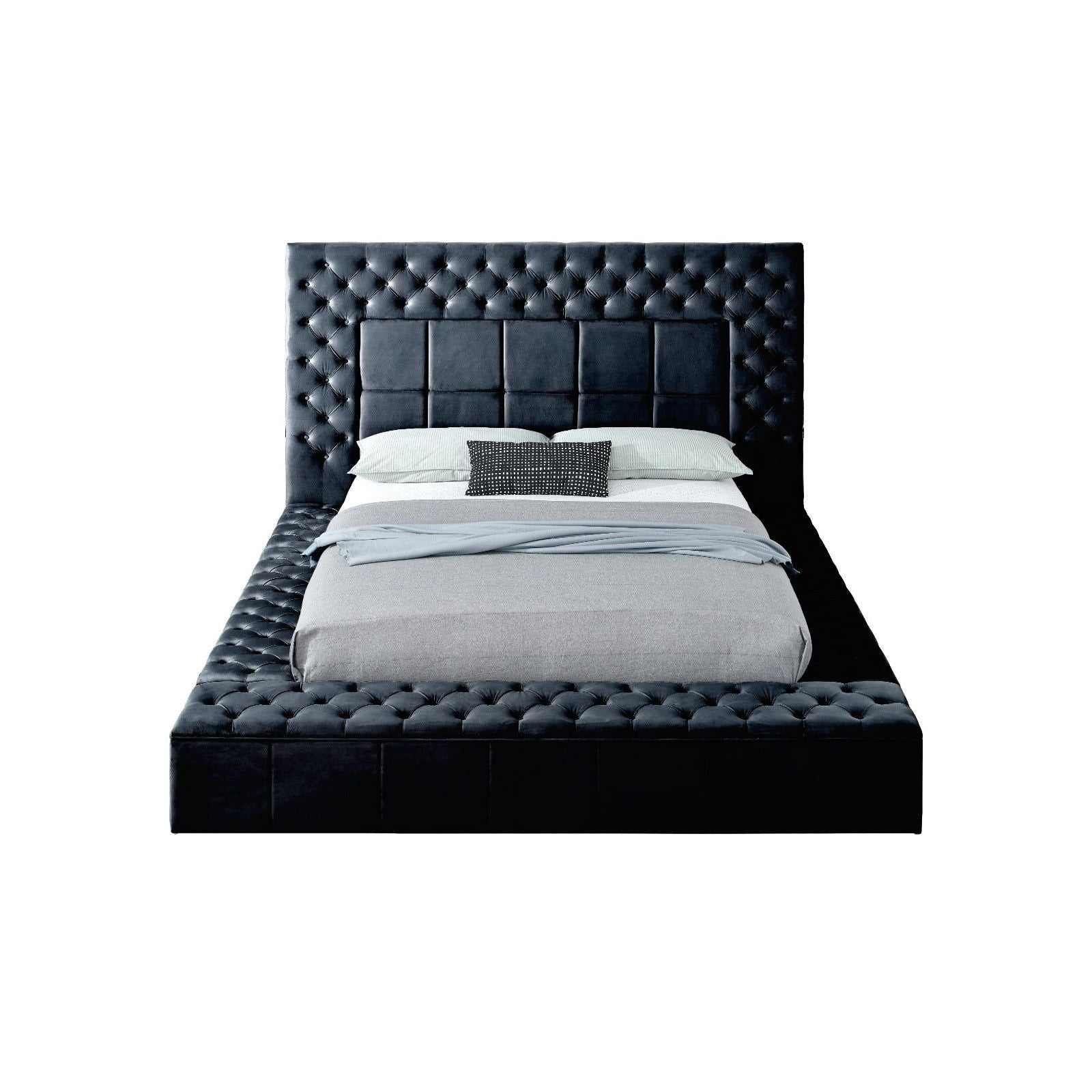 Emerald black queen bed USB and Bluetooth ports detail