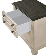 Sawyer Chest Cream/Brown, Modern And Sleek Contemporary Wood, Pewter Bail And Nickel Knob 5 Drawers - Ella Furniture